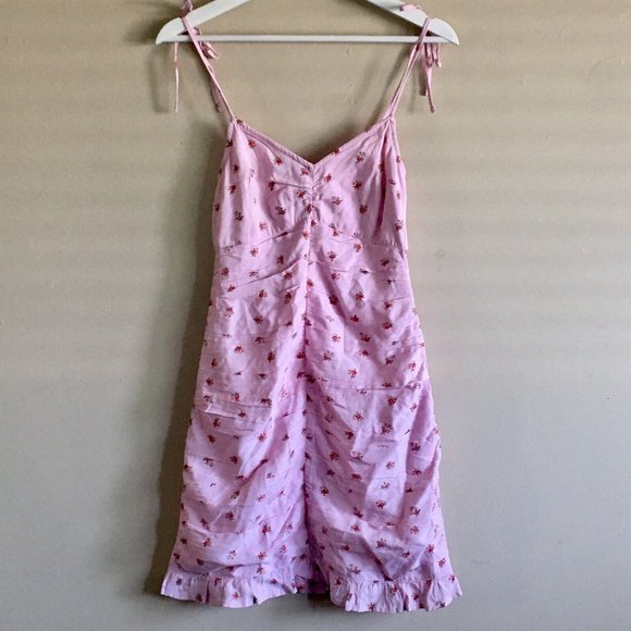 Hollister Ruched Tie-Shoulder Floral Mini Dress New Size XS - Picture 4 of 9